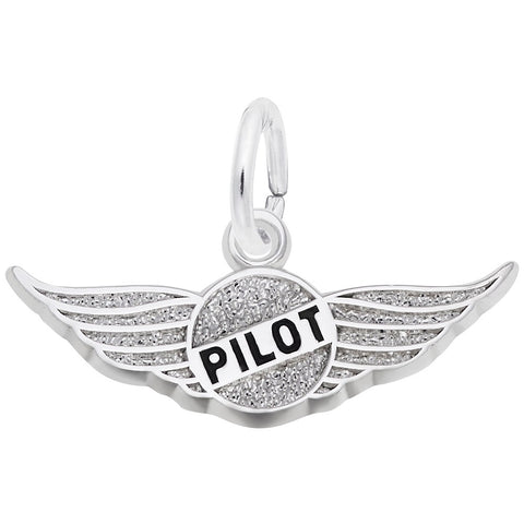 Pilot'S Wings Charm In Sterling Silver
