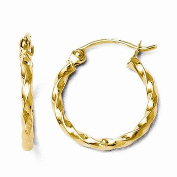 14k Yellow Gold Polished Twisted Hoop Earrings