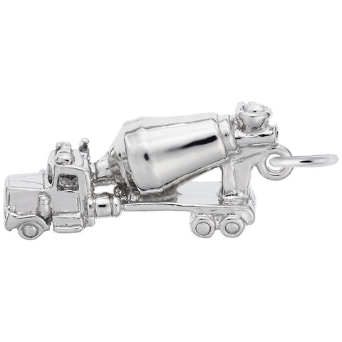 Cement Truck Charm In 14K White Gold
