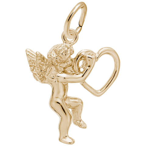Angel With Heart Charm in Yellow Gold Plated