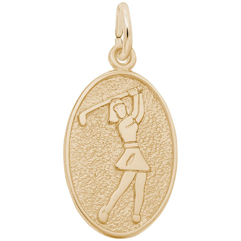 Female Golfer Charm in Yellow Gold Plated
