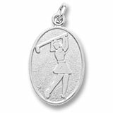 Female Golfer charm in Sterling Silver hide-image