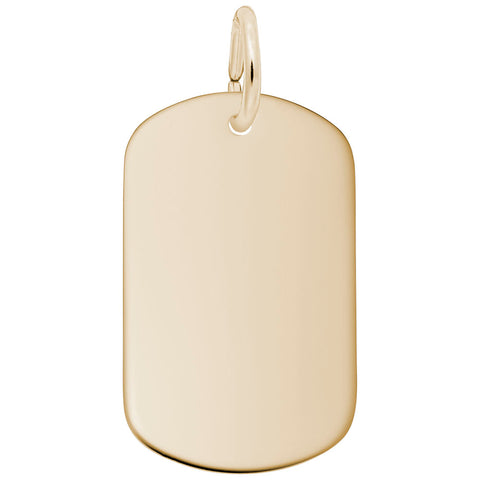 Dog Tag Charm in Yellow Gold Plated