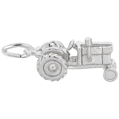 Tractor Charm In 14K White Gold