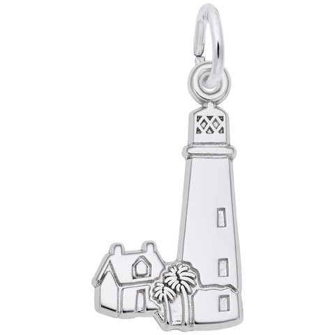 Cape Florida, Fl. Lt. House Charm In Sterling Silver