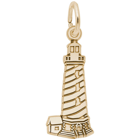 Cape Hatteras,Nc Lighthouse Charm in Yellow Gold Plated