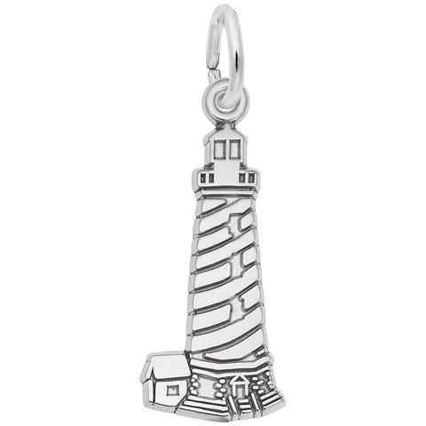 Cape Hatteras,Nc Lighthouse Charm In 14K White Gold