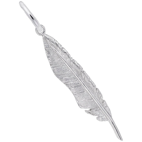 Feather Charm In 14K White Gold