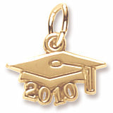 Grad Cap 2010 Charm in 10k Yellow Gold