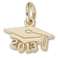 Grad Cap 2013 Charm in 10k Yellow Gold