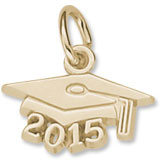 Grad Cap 2015 Charm in 10k Yellow Gold