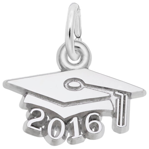 Grad Cap 2016 Charm In Sterling Silver