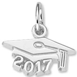 Grad Cap 2017 charm in 14K White Gold hide-image