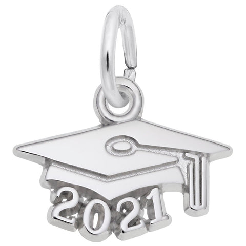 Grad Cap 2021 Charm In Sterling Silver