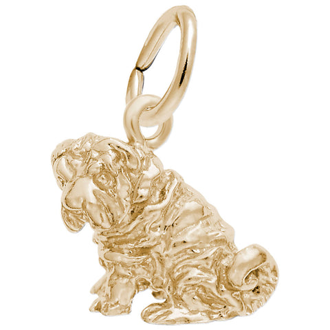Shar Pei Charm In Yellow Gold