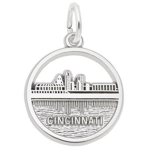 Cincinnati Skyline Charm In Sterling Silver