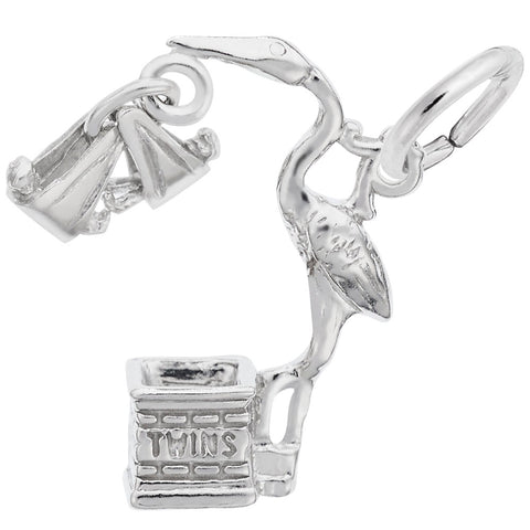 Twins Charm In 14K White Gold