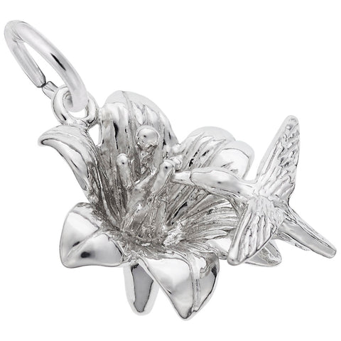 Hibiscus Charm In 14K White Gold