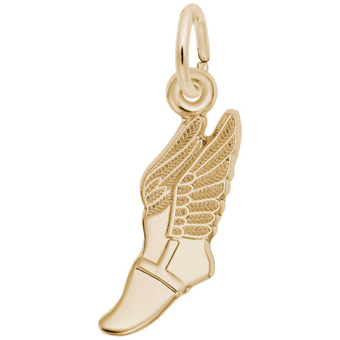 Winged Shoe Charm In Yellow Gold