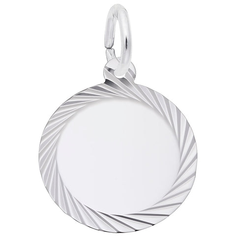 Round Disc Charm In Sterling Silver
