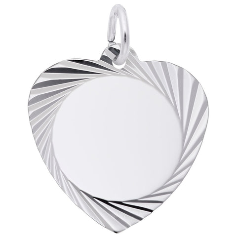 Heart Disc Charm In Sterling Silver