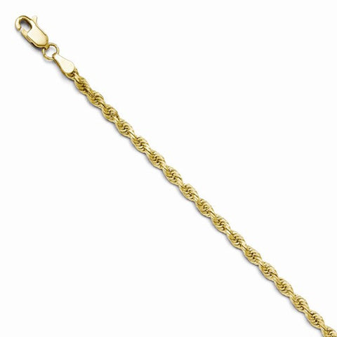 10K Yellow Gold Diamond-Cut Rope Chain Bracelet