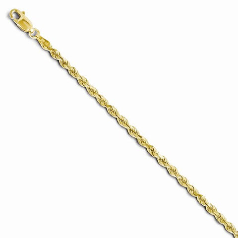 10K Yellow Gold Diamond-Cut Lightweight Rope Chain Bracelet