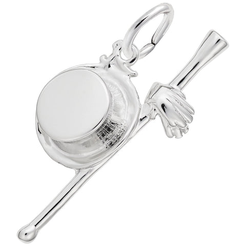 Top Hat And Cane Gloves Charm In 14K White Gold
