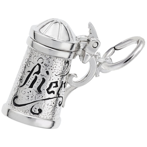 Beer Stein Charm In Sterling Silver