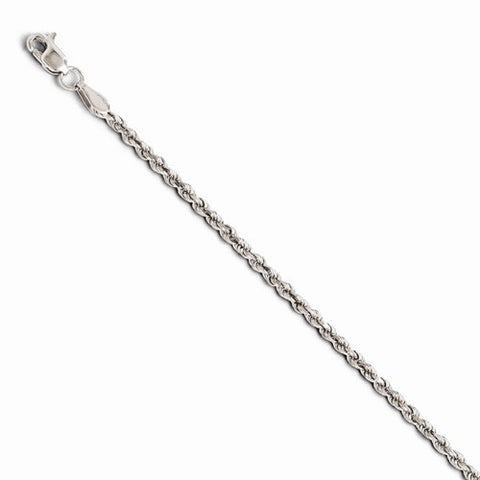 10K White Gold Diamond-Cut Lightweight Rope Chain Bracelet