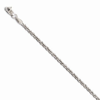 10K White Gold Diamond-Cut Lightweight Rope Chain