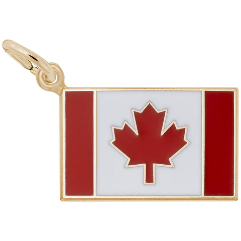 Canadian Flag Charm in Yellow Gold Plated