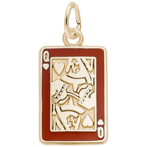 Queen Of Hearts Charm in Yellow Gold Plated