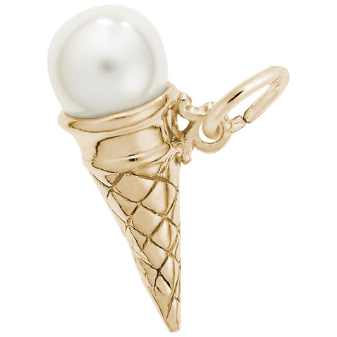 Ice Cream Cone Charm in Yellow Gold Plated
