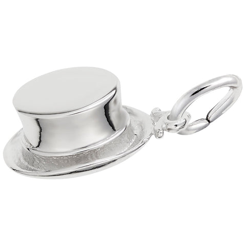 Top Hat Charm In 14K White Gold