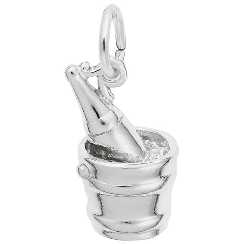 Champagne Bucket Charm In Sterling Silver