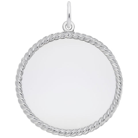 Rope Disc Charm In 14K White Gold