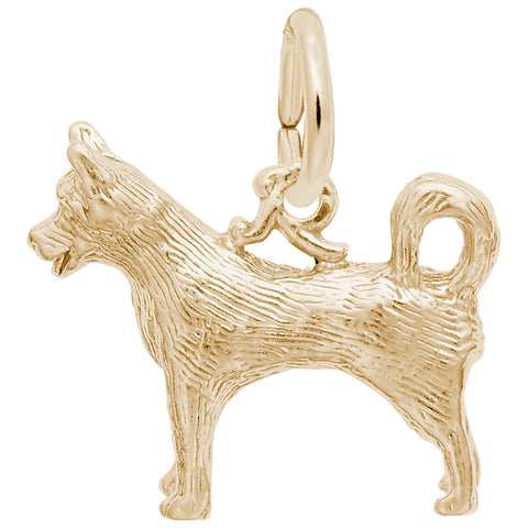 Dog, Husky Charm in Yellow Gold Plated