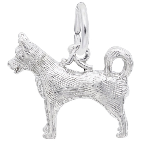 Dog, Husky Charm In Sterling Silver