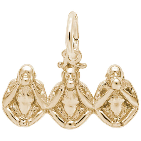 Three Monkeys Charm in Yellow Gold Plated