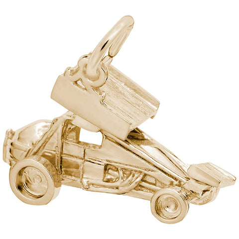 Sprint Car W/Wings Charm in Yellow Gold Plated