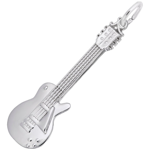Electric Guitar Charm In Sterling Silver