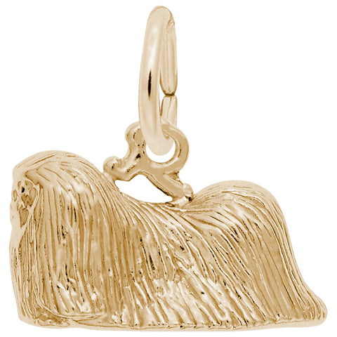 Pekingese Charm in Yellow Gold Plated