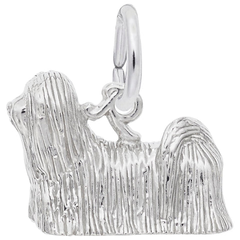 Dog, Lhasa Apso Charm In Sterling Silver