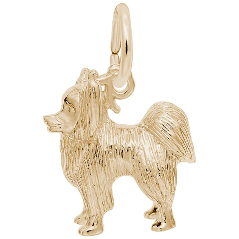 Dog, Papillon Charm in Yellow Gold Plated