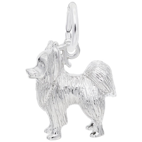 Dog, Papillon Charm In Sterling Silver