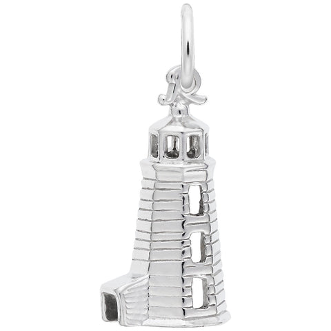 Lighthouse Charm In 14K White Gold