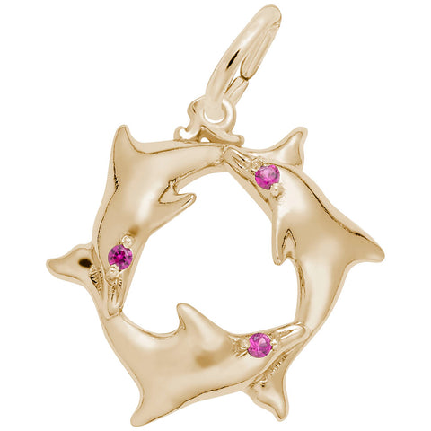 Dolphins Charm in Yellow Gold Plated