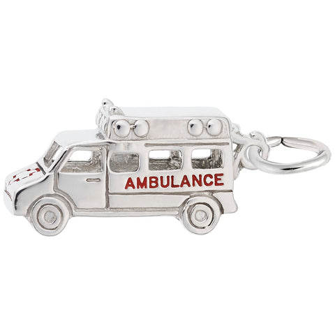 Ambulance Charm In 14K White Gold