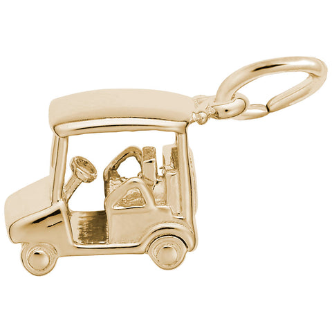 Golf Cart Charm in Yellow Gold Plated